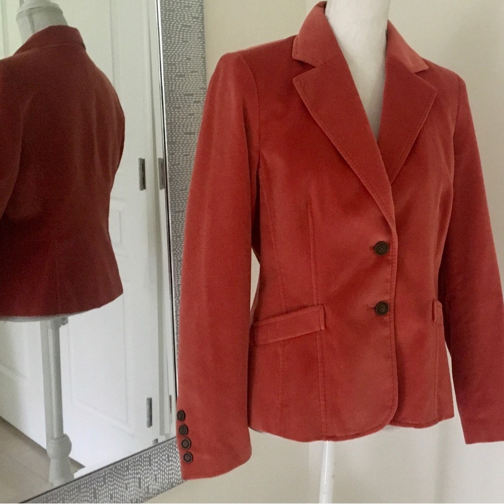 Talbots Rust orange Velvet Blazer Jacket